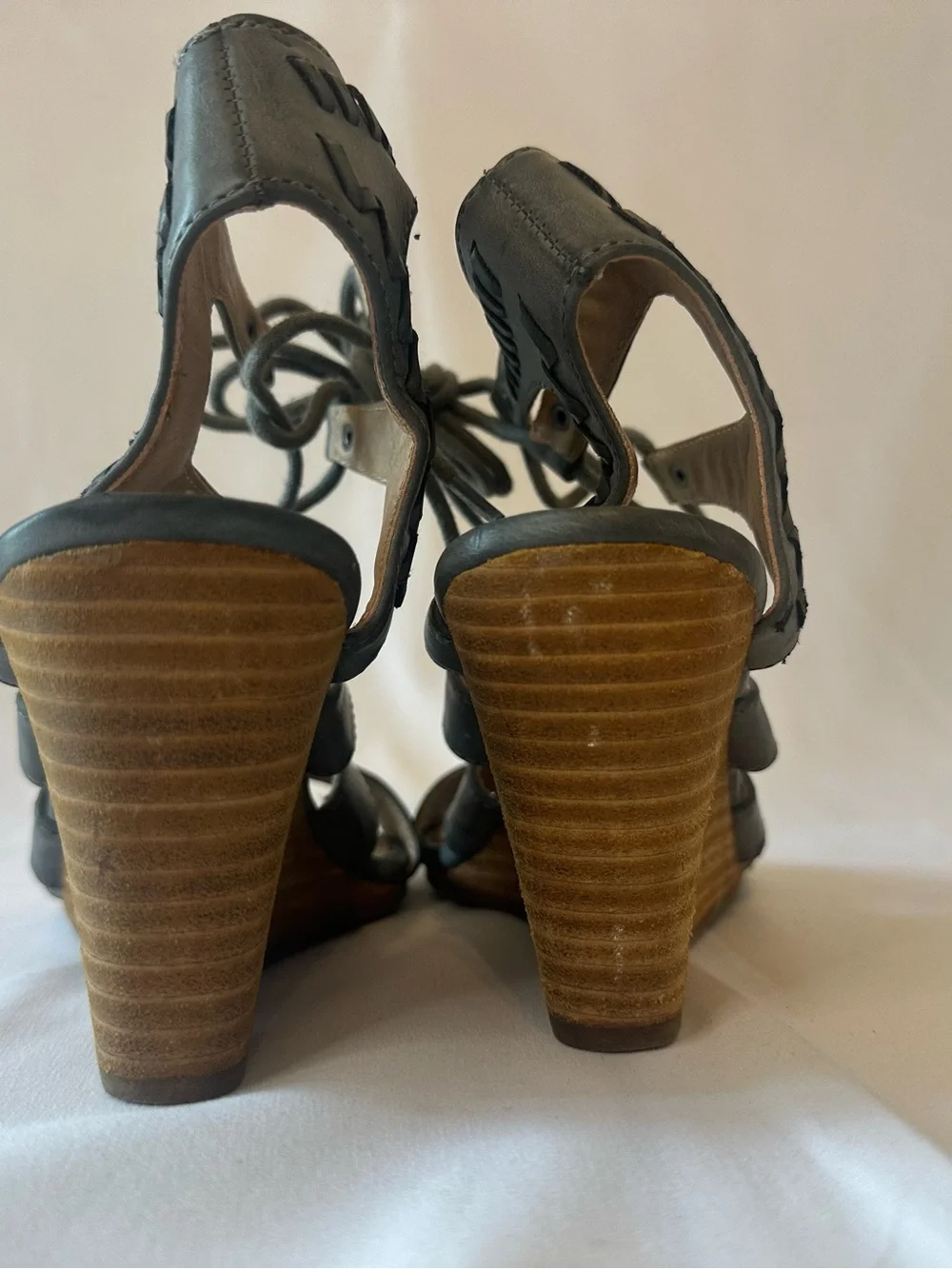 Report Gray Lace-Up Strappy Wedge Sandal